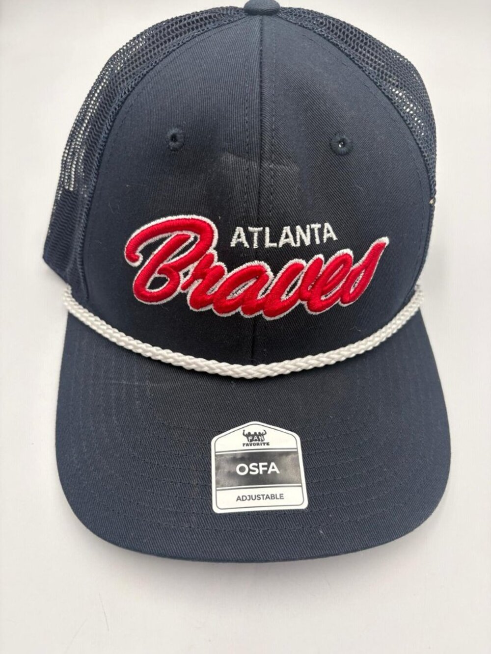 Atlanta Braves MLB Trucker Snapback Hat OSFA Adjustable Navy Red White NWT